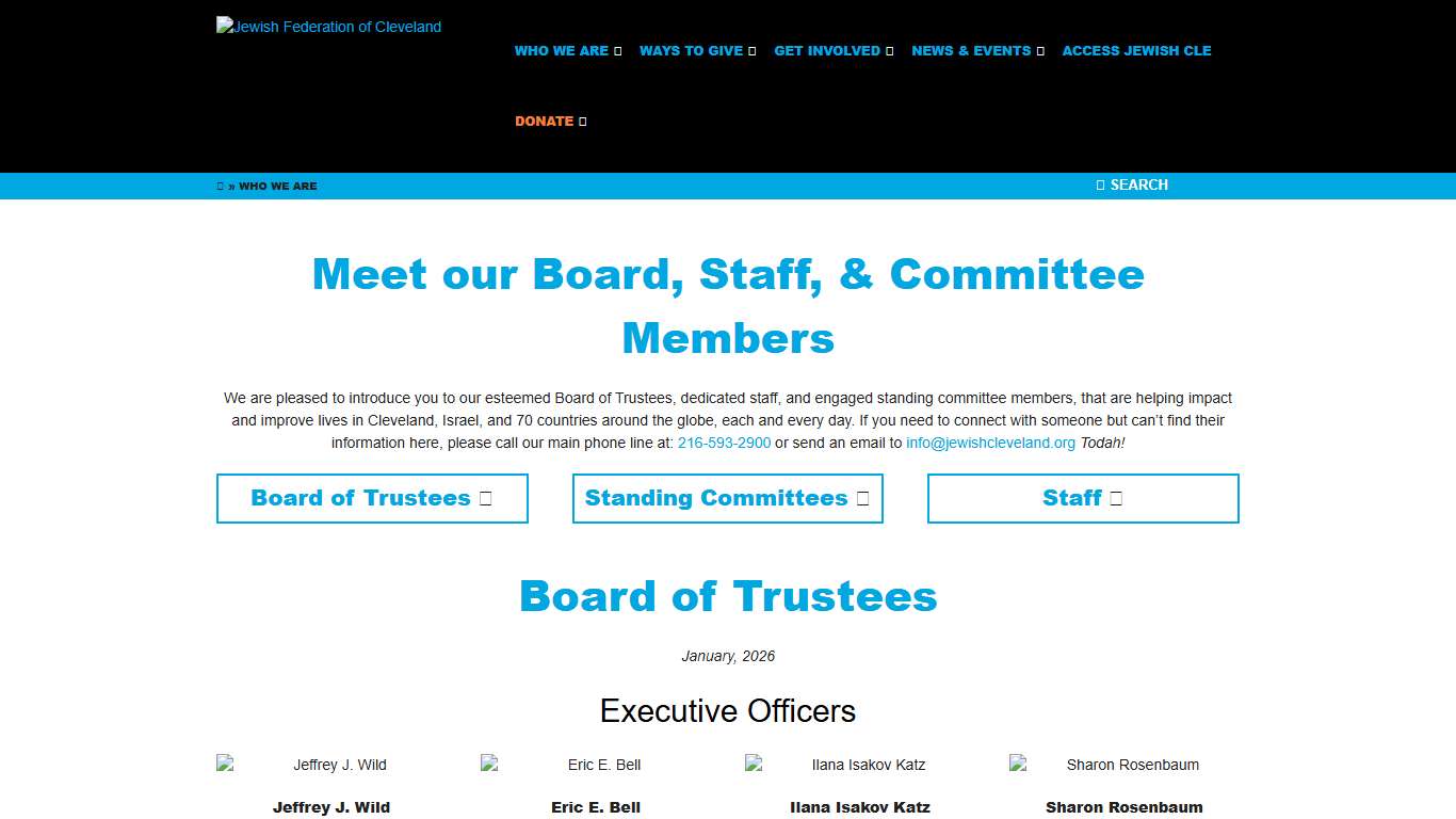 Jewish Federation of Cleveland: Board, Staff, & Committee